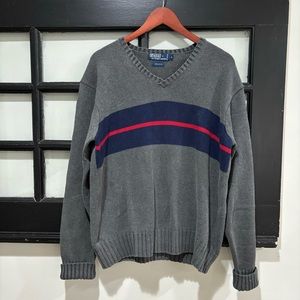 Vintage Polo Ralph Lauren Knit Sweater Y2K Striped 90s Casual Warm Mens Large